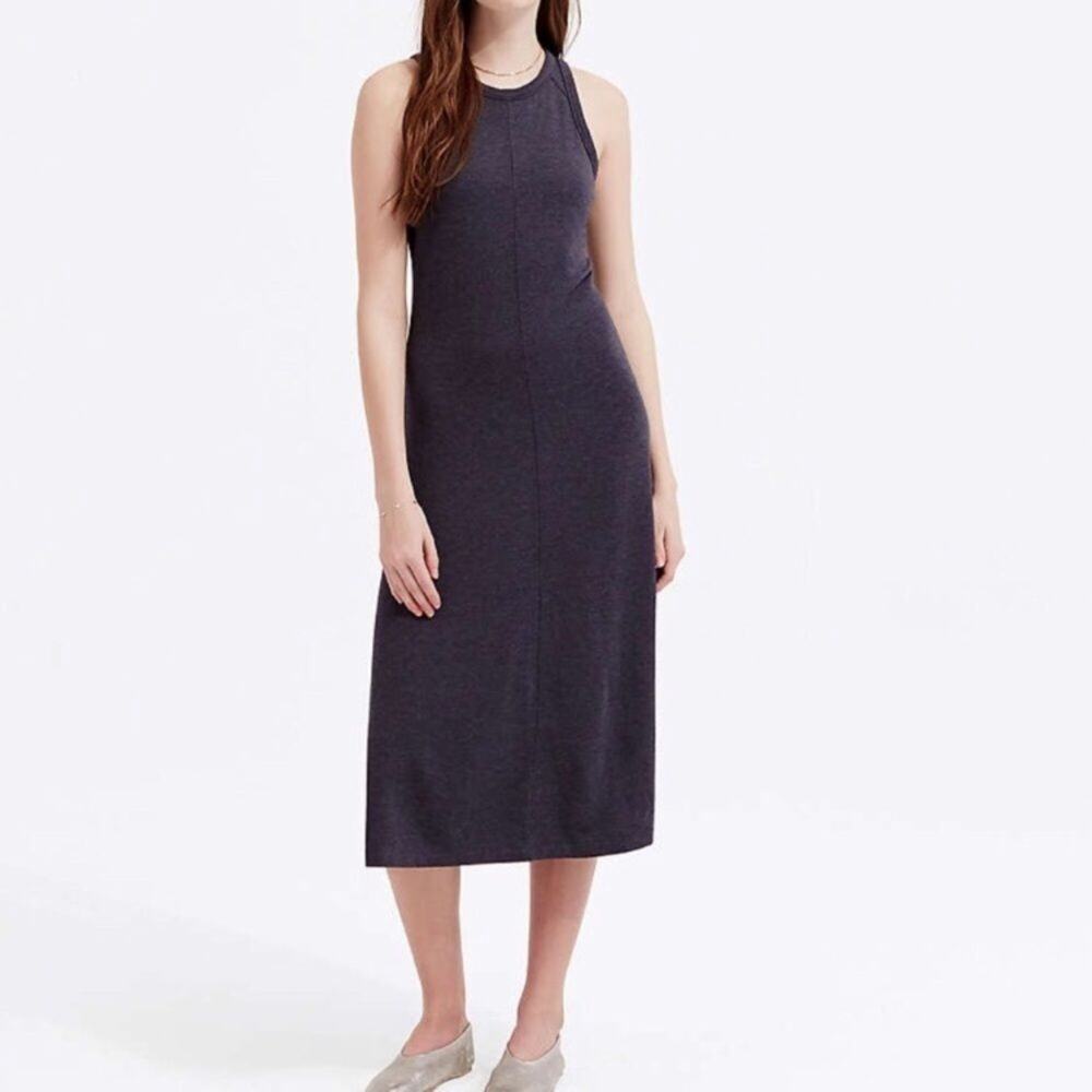 Lou & Grey Signature Soft Racerback Dress Gray Sleeveless Midi Women's Size XS